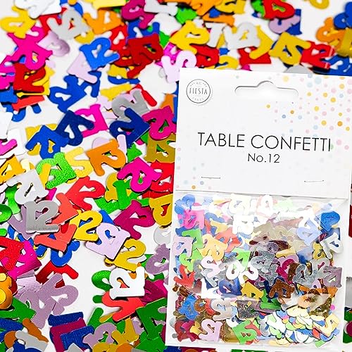 Konfetti Zahl 12 Bunt zum 12. Geburtstag | Deko für Kindergeburtstag und Party | 500 Stück, metallic-bunt, 10mm groß | Zahlenkonfetti Tischkonfetti Tischdeko Jubiläum, Edition: Zahl 12 von Carpeta