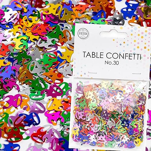 Konfetti Zahlen 1 bis 100 als buntes Deko für Geburtstag und Party | 500 Stück, metallic-bunt, 10mm groß | Zahlenkonfetti Tischkonfetti Tischdeko Jubiläum, Edition: Zahl 30 von Carpeta