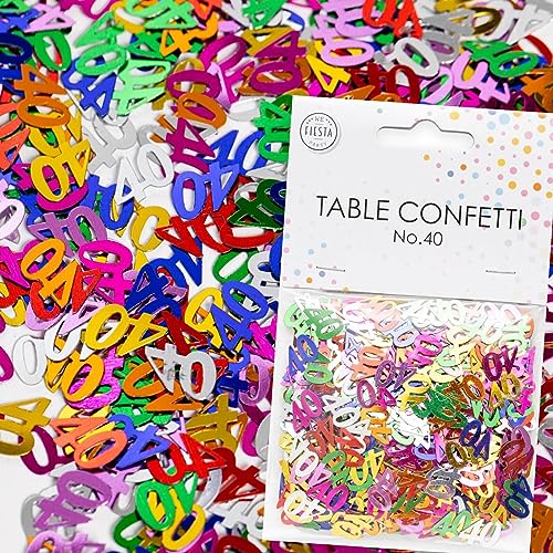 Konfetti Zahl 40 Bunt zum 40. Geburtstag | Deko für Jubiläum und Party | 500 Stück, metallic-bunt, 10mm groß | Zahlenkonfetti Tischkonfetti Tischdeko, Edition: Zahl 40 von Carpeta