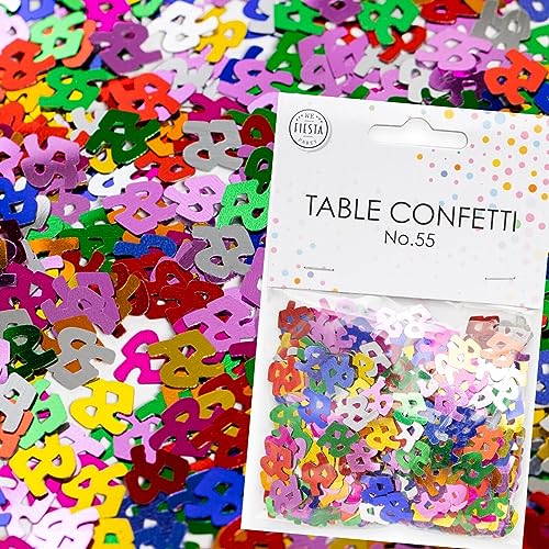 Konfetti Zahl 55 Bunt zum 55. Geburtstag | Deko für Jubiläum und Party | 500 Stück, metallic-bunt, 10mm groß | Zahlenkonfetti Tischkonfetti Tischdeko, Edition: Zahl 55 von Carpeta