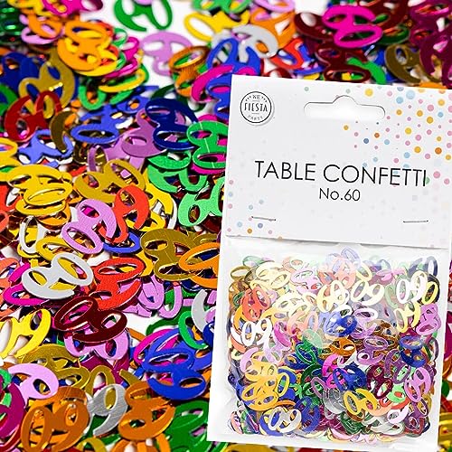 Konfetti Zahl 60 Bunt zum 60. Geburtstag | Deko für Jubiläum und Party | 500 Stück, metallic-bunt, 10mm groß | Zahlenkonfetti Tischkonfetti Tischdeko, Edition: Zahl 60 von Carpeta