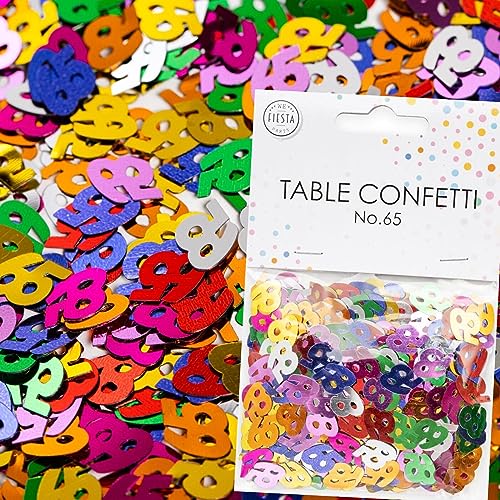 Konfetti Zahl 65 Bunt zum 65. Geburtstag | Deko für Jubiläum und Party | 500 Stück, metallic-bunt, 10mm groß | Zahlenkonfetti Tischkonfetti Tischdeko Jubiläum, Edition: Zahl 65 von Carpeta