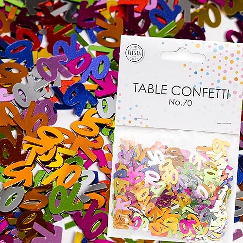 Konfetti Zahl 70 Bunt zum 70. Geburtstag | Deko für Jubiläum und Party | 500 Stück, metallic-bunt, 10mm groß | Zahlenkonfetti Tischkonfetti Tischdeko Jubiläum, Edition: Zahl 70 von Carpeta