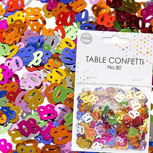 Konfetti Zahl 80 Bunt zum 80. Geburtstag | Deko für Jubiläum und Party | 500 Stück, metallic-bunt, 10mm groß | Zahlenkonfetti Tischkonfetti Tischdeko, Edition: Zahl 80 von Carpeta