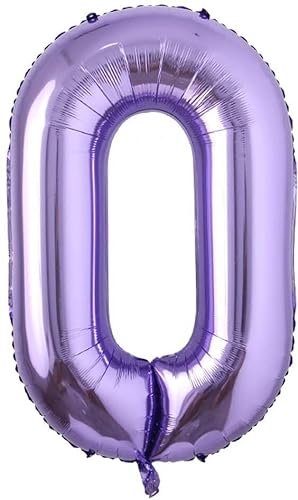 Lila Folienballons Zahl 0 bis 9 als Deko für Geburtstag und Party | 80cm groß | Violett Flieder Lilac Lavendel Zahlen Kindergeburtstag Partydeko Folienballon Ballon Luftballon, Edition: 0. Geburtstag von Carpeta