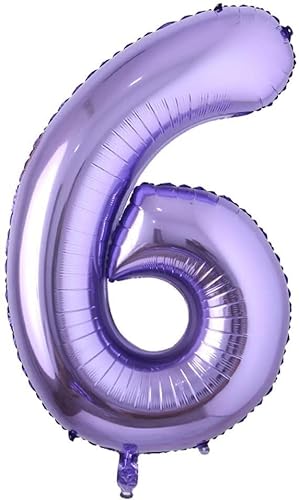 Lila Folienballons Zahl 0 bis 9 als Deko für Geburtstag und Party | 80cm groß | Violett Flieder Lilac Lavendel Zahlen Kindergeburtstag Partydeko Folienballon Ballon Luftballon, Edition: 6. Geburtstag von Carpeta