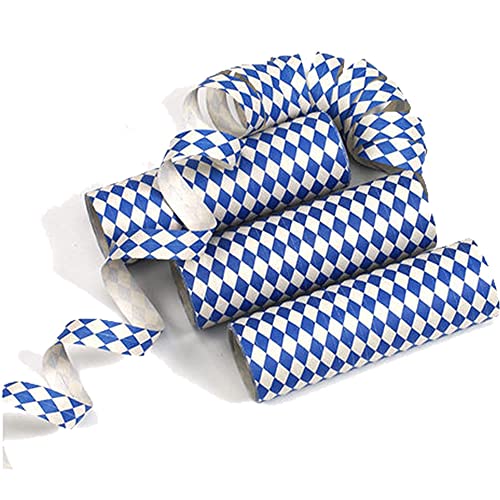 Luftschlangen * Oktoberfest * als Deko und Tischschmuck | 3 Rollen mit je 18 Schlangen in blau-weißer Raute, je 4m lang | Tischdeko Party Streamers ***FLAMMHEMMEND*** von Carpeta