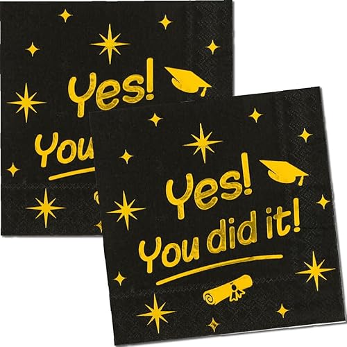 Partydeko * 16 SERVIETTEN * für ABITUR & ABSCHLUSS | Motto: Yes you did it! | Abi 2025 Feier Party Abschlussfeier Partydeko Dekoration, Stil: 16 Servietten von Carpeta