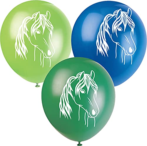 Pferde Luftballons Geburtstag [8 Stück] • 31cm Premium-Ballons in bunten Farben, mit Aufdruck • für Luft und Helium • Pony Deko Dekoration Kindergeburtstag Partydeko Party von Carpeta