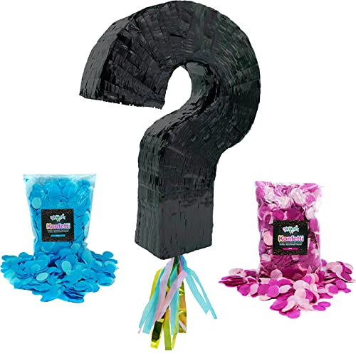 Pinata * BOY OR GIRL * als Spiel für Gender Revival und Baby Shower Party | Größe: 46x37x9cm | Pinatas Fragezeichen Mädchen Junge Kinder Detektiv Polizei Partydeko, Edition: Pinata mit Konfetti von Carpeta