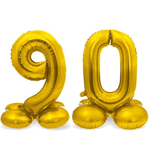 Stehende XXL-Folienballon-Set Zahl 90 in Gold als Deko für Geburtstag, Party und Jubiläum | Höhe: 72cm mit Basis | kein Ballongas notwenig | Zahlen Ballon Dekoration Folienballons Stehende XXL-Folienballon-Set Zahl 90 in Gold als Deko für Geburtstag, Party und Jubiläum | Höhe: 72cm mit Basis | kein Ballongas notwenig | Zahlen Ballon Dekoration Folienballons von Carpeta