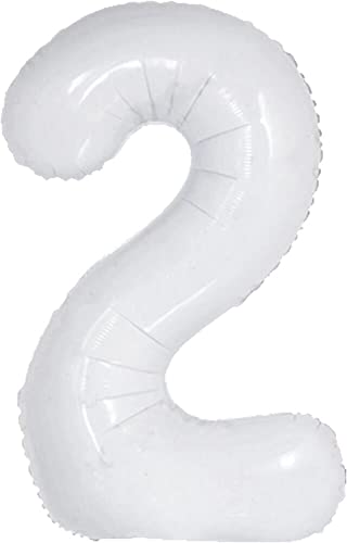 Weiße Folienballons Zahl 0 bis 9 als Deko für Hochzeit, Geburtstag und Party | 80cm groß | Zahlen Kindergeburtstag Partydeko Folienballon Ballon Luftballon, Edition: 2. Geburtstag von Carpeta