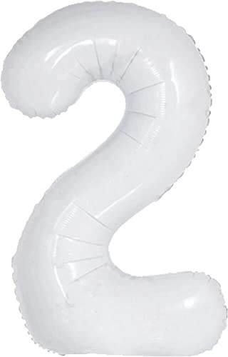 Weiße Folienballons Zahl 0 bis 9 als Deko für Hochzeit, Geburtstag und Party | 80cm groß | Zahlen Kindergeburtstag Partydeko Folienballon Ballon Luftballon, Edition: 2. Geburtstag von Carpeta