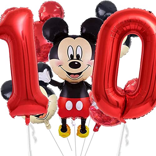 XXL-Ballon-Set * Mickey Mouse * als Deko für Kindergeburtstag und Mottoparty | mit Zahlen von 1 bis 19 | Micky Maus Geburtstag Party Kinder Ballondeko Partydeko, Edition: 10. Geburtstag von Carpeta