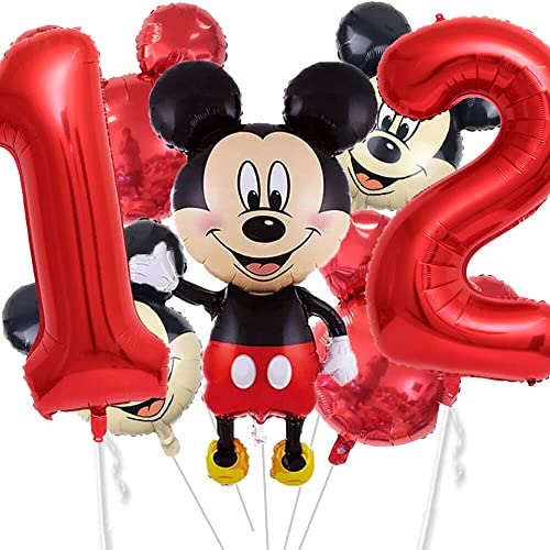 XXL-Ballon-Set * Mickey Mouse * als Deko für Kindergeburtstag und Mottoparty | mit Zahlen von 1 bis 19 | Micky Maus Geburtstag Party Kinder Ballondeko Partydeko, Edition: 12. Geburtstag von Carpeta