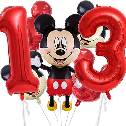 XXL-Ballon-Set * Mickey Mouse * als Deko für Kindergeburtstag und Mottoparty | mit Zahlen von 1 bis 19 | Micky Maus Geburtstag Party Kinder Ballondeko Partydeko, Edition: 13. Geburtstag von Carpeta