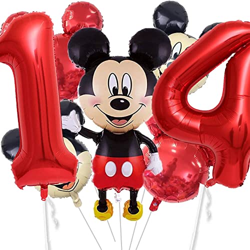 XXL-Ballon-Set * Mickey Mouse * als Deko für Kindergeburtstag und Mottoparty | mit Zahlen von 1 bis 19 | Micky Maus Geburtstag Party Kinder Ballondeko Partydeko, Edition: 14. Geburtstag von Carpeta