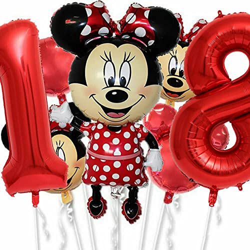 XXL-Ballon-Set * Minnie Mouse * als Deko für Kindergeburtstag und Mottoparty | mit Zahlen von 1 bis 19 | Maus Geburtstag Party Kinder Ballondeko Partydeko, Edition: 18. Geburtstag von Carpeta