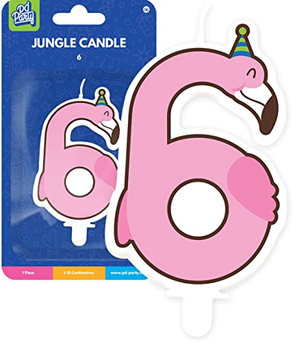 Zahlenkerze von 0-9 mit Steckfuß als Deko für Kindergeburtstag | ca. 10cm x 4,5cm groß | Safari Zoo Tiere Zootiere Geburtstag Geburtstagskerze Zahlen Kerze, Modell Name: Zahl 6 - Flamingo Zahlenkerze von 0-9 mit Steckfuß als Deko für Kindergeburtstag | ca. 10cm x 4,5cm groß | Safari Zoo Tiere Zootiere Geburtstag Geburtstagskerze Zahlen Kerze, Modell Name: Zahl 6 - Flamingo von Carpeta