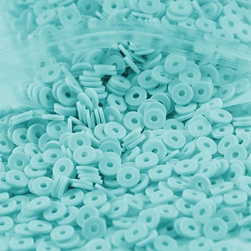 2000 Stück Cyan-Ton-Perlen für die Herstellung von Armbändern, flache, runde Polymer-Ton-Perlen, 6 mm, Abstandshalter, Heishi-Perlen für Schmuckherstellung, Ohrringe, Armbänder, Halsketten von Carporay