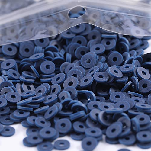 2000 Stück dunkelblaue Tonperlen für die Herstellung von Armbändern, flache, runde Polymer-Ton-Perlen, 6 mm, Abstandshalter, Heishi-Perlen für Schmuckherstellung, Ohrringe, Armbänder, Halsketten von Carporay
