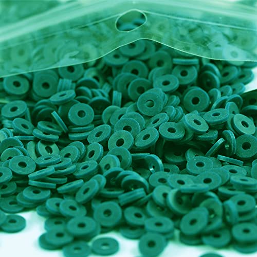 2000 Stück dunkelgrüne Tonperlen für die Herstellung von Armbändern, flache, runde Polymer-Ton-Perlen, 6 mm, Heishi-Perlen für Schmuckherstellung, Ohrringe, Armbänder, Halsketten von Carporay