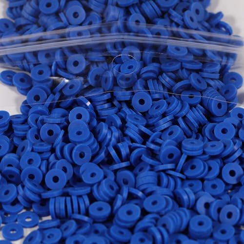 2000 Stück königsblaue Tonperlen zur Herstellung von Armbändern, flache, runde Polymer-Ton-Perlen, 6 mm, Heishi-Perlen für Schmuckherstellung, Ohrringe, Armbänder, Halsketten von Carporay