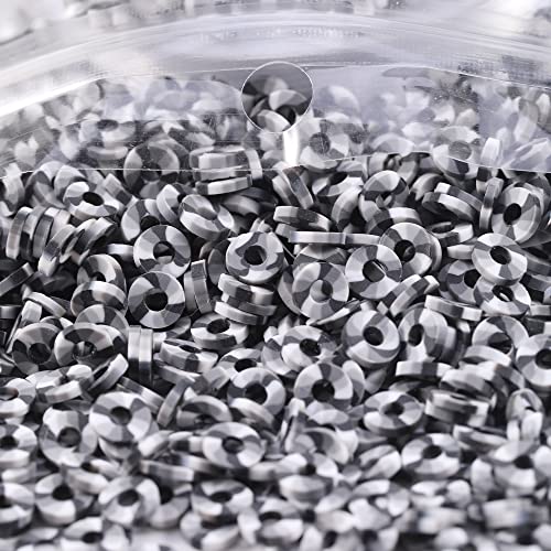 2000 Stück mehrfarbige, schwarzweiße Tonperlen zur Herstellung von Armbändern, flache, runde Polymer-Ton-Perlen, 6 mm, Abstandshalter, Heishi-Perlen für Schmuckherstellung, Ohrringe, Armbänder von Carporay