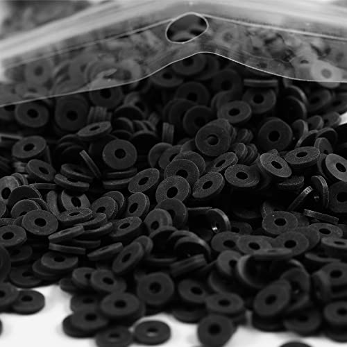 2000 Stück schwarze Tonperlen zur Herstellung von Armbändern, flache, runde Polymer-Ton-Perlen, 6 mm, Abstandshalter, Heishi-Perlen für Schmuckherstellung, Ohrringe, Armbänder, Halsketten 2000 Stück schwarze Tonperlen zur Herstellung von Armbändern, flache, runde Polymer-Ton-Perlen, 6 mm, Abstandshalter, Heishi-Perlen für Schmuckherstellung, Ohrringe, Armbänder, Halsketten von Carporay