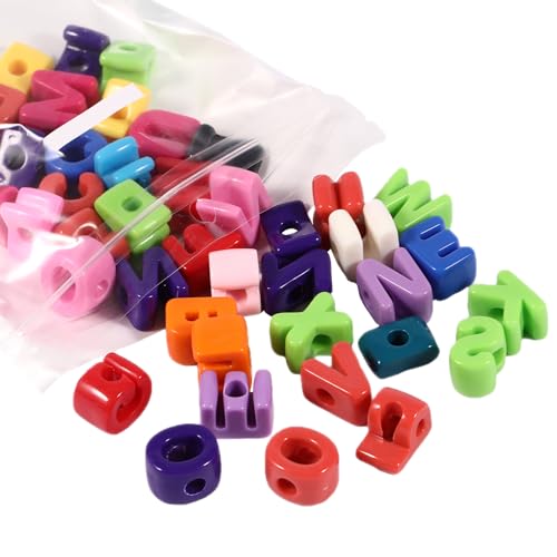 40 Stück große Buchstaben-Perlen aus 3D-Acryl, lose für Schmuckherstellung, Armbänder, Halsketten, Schlüsselanhänger, Handytaschen, Schlüsselanhänger (26 Buchstaben, gemischte Farben) von Carporay