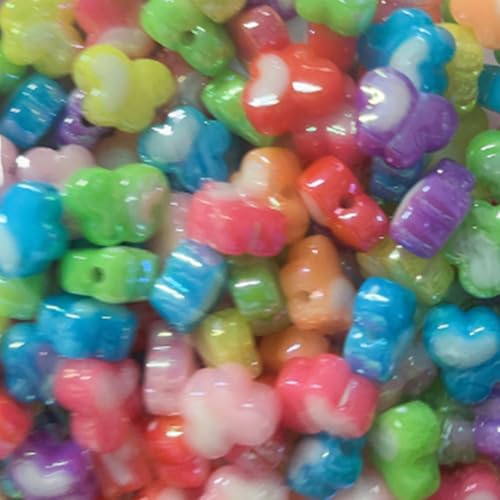 Acryl-Schmetterlings-Perlen, 16 x 20 mm/13 x 17 mm, UV-Farben, zweifarbig, mit Löchern, handgefertigt, Stiftperlen, Handykette, Schlüsselanhänger, Zubehör (klein, rund, gemischte Farben), 35 Stück von Carporay