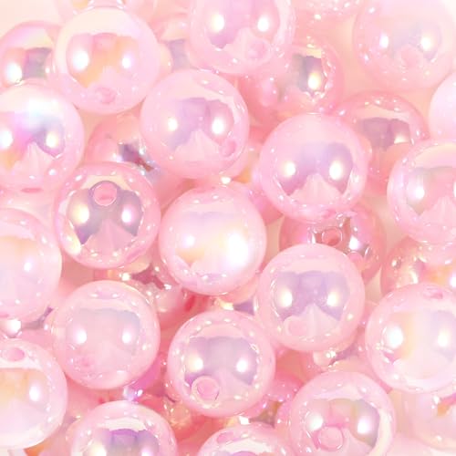 Acryl-UV-Katzenaugen-Perlen, rund, 18 mm, für Bastelarbeiten, Perlenstifte, Schlüsselanhänger, ausgefallene Fokusperlen für Schmuckherstellung, Rosa, 25 Stück von Carporay