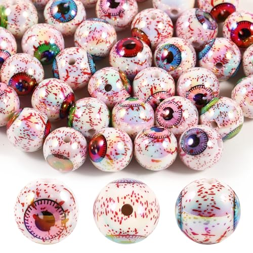 Acrylperlen, rund, 16 mm, UV-Blut, Teufelsauge, bedruckt, Halloween, geeignet für DIY-Perlen, Stifte, Zubehör, Handykette, Schlüsselanhänger, lose Perlen, 15 Stück Acrylperlen, rund, 16 mm, UV-Blut, Teufelsauge, bedruckt, Halloween, geeignet für DIY-Perlen, Stifte, Zubehör, Handykette, Schlüsselanhänger, lose Perlen, 15 Stück von Carporay