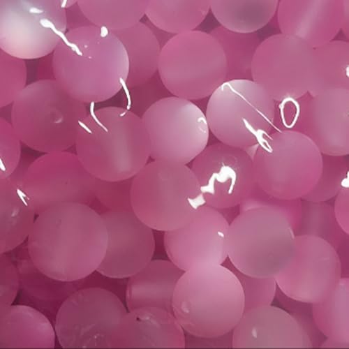 Acrylperlen, transparent, mattiert, Katzenauge, runde Gummiperlen, Abstandshalter, DIY, Freundschaftsarmband, Handykette, Schlüsselanhänger, Perlen, Stiftperlen, Zubehör, 25 Stück (Rosa) von Carporay