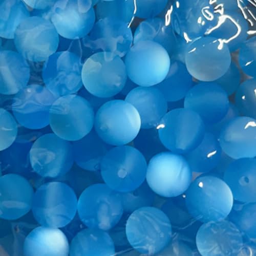 Acrylperlen, transparent, mattiert, Katzenauge, runde Gummiperlen, Abstandshalter, DIY, Freundschaftsarmband, Handykette, Schlüsselanhänger, Perlen, Stiftperlen, Zubehör, 25 Stück (blau) von Carporay