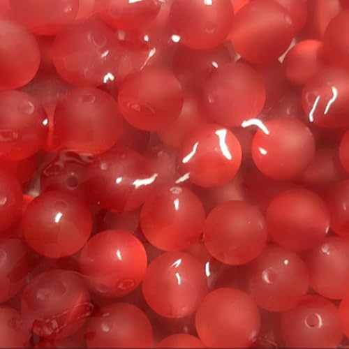 Acrylperlen, transparent, mattiert, Katzenauge, runde Gummiperlen, Abstandshalter, DIY, Freundschaftsarmband, Handykette, Schlüsselanhänger, Perlen, Stiftperlen, Zubehör, 25 Stück (rot) von Carporay