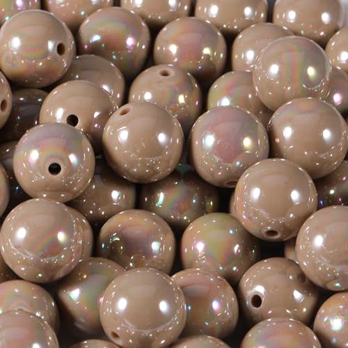 Acrylperlen zur Schmuckherstellung, Acrylperlen, dunkelblau, runde Perlen für selbstgemachte Armbänder, Halsketten, Schlüsselanhänger, Handykette, 120 Stück (AB-Braun, 16 mm) von Carporay