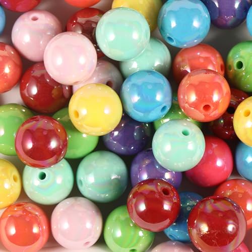 Acrylperlen zur Schmuckherstellung, Acrylperlen, verschiedene Farben, runde Perlen für selbstgemachte Armbänder, Halsketten, Schlüsselanhänger, Handykette, 120 Stück (AB-Mix-Farbe, 16 mm) von Carporay