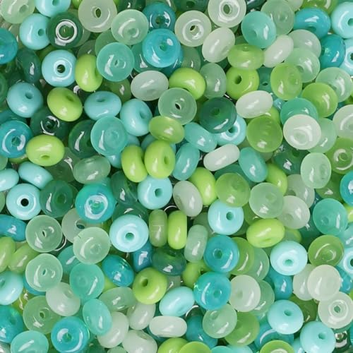 Glasperlen, flach, rund, 3 x 6 mm, für DIY-Schmuck, Zubehör, Armbänder, Halsketten, Schlüsselanhänger, Ohrringe, Handyketten, 300 Stück, Grün gemischte Farben Glasperlen, flach, rund, 3 x 6 mm, für DIY-Schmuck, Zubehör, Armbänder, Halsketten, Schlüsselanhänger, Ohrringe, Handyketten, 300 Stück, Grün gemischte Farben von Carporay