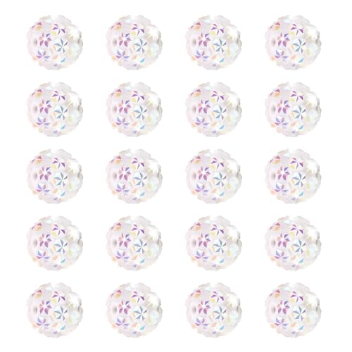 Glitzernde Discokugel-Perlen, 16 mm, Schneeflockenform, geeignet für verschiedene Stifte, Handyketten, Schlüsselanhänger, 20 Stück (buntes Weiß) von Carporay