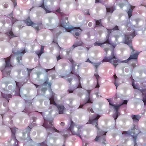Künstliche Meerjungfrauen-Perlen, 8 mm, Farbverlauf, Schmuckherstellung für selbstgemachte Halsketten, Armbänder, Handy, hängende Seile, Hochzeitsdekoration, Vasenfüllung (Rosa, Lila, 8 mm), 600 Stück von Carporay