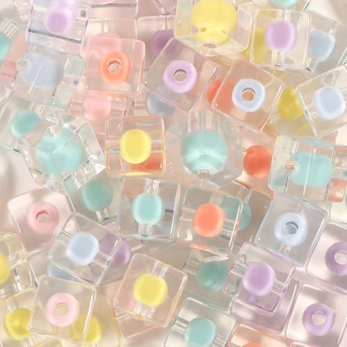 Quadratische Perlen mit schrägem Loch, 12 x 12 mm, Macaron-Farbe, kann gespleißt werden, Musik, Tetris, quadratische Perlen, DIY, Schlüsselanhänger, Handykette, Taschenkette (gemischte Farben, 20–100 von Carporay