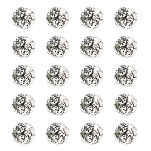Strassstein-Perlen, 16 mm, Schneeflockenform, glitzernde Disco-Kugel, Polymer-Ton, Bohrer, geeignet für DIY, verschiedene Stifte, Handyketten, Schlüsselanhänger, Weiß, Silber, 20 Stück Strassstein-Perlen, 16 mm, Schneeflockenform, glitzernde Disco-Kugel, Polymer-Ton, Bohrer, geeignet für DIY, verschiedene Stifte, Handyketten, Schlüsselanhänger, Weiß, Silber, 20 Stück von Carporay