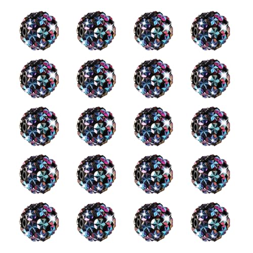 Strassstein-Perlen, 16 mm, Schneeflockenform, glitzernde Disco-Kugel, Polymer-Ton, Bohrer, geeignet für DIY, verschiedene Stifte, Handyketten, Schlüsselanhänger (Blau / Violett), 20 Stück von Carporay