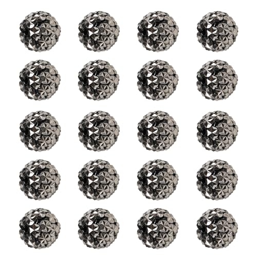 Strassstein-Perlen, 16 mm, Schneeflockenform, glitzernde Disco-Kugel, Polymer-Ton, Bohrer, geeignet für DIY, verschiedene Stifte, Handyketten, Schlüsselanhänger (Schwarz/Silber), 20 Stück von Carporay