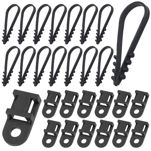 100 Stück Schlaufendübel,3-13mm Steckschlaufe Schlaufendübel,Plug-in Steckschlaufe Mauernutclip,U-Förmige Rundkabel Dübel-Klemme Ring,Zur Befestigung von Kabeln,mit 100 Drahthaltern (Schwarz) von Carreneu