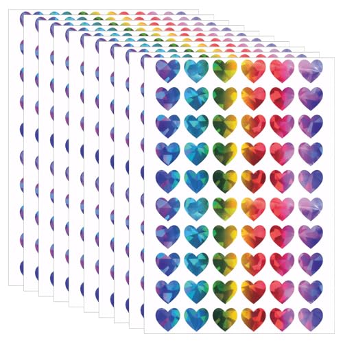 1800 Stück Glitzer Herz Aufkleber,Herz Sticker,Selbstklebend Sticker Herzen,Wasserfest Aufkleber,Geeignet für Valentinstag,Hochzeit,Gästebuch,Geschenktüte,DIY Basteln (Farbe) von Carreneu