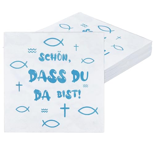 40 Pcs Servietten Taufe Junge Servietten Kommunion Junge Taufe Servietten Konfirmation Servietten Konfirmation Junge Blau Kommunion Servietten Junge Servietten Kommunion MäDchen (Blau,33×33cm) von Carreneu