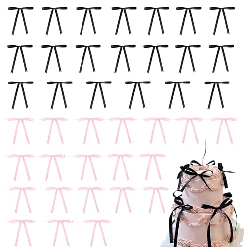 40 Stück Schwarze Schleifen Deko Torte, Schleifen für Torte,Tortendeko Schwarz Rosa, Cupcake-Topper mit Schleife, Hochzeit, Baby Party, Hochzeitstag, Festliche Tischdekoration 40 Stück Schwarze Schleifen Deko Torte, Schleifen für Torte,Tortendeko Schwarz Rosa, Cupcake-Topper mit Schleife, Hochzeit, Baby Party, Hochzeitstag, Festliche Tischdekoration von Carreneu