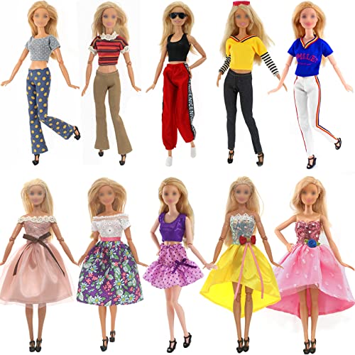 10 Stück Kleidung und Zubehör für Babrie Puppen Kleidung 5 Freizeitbekleidung Kleidung ( Tops, Hosen ) 5 Kleider für 11,5 Zoll Mädchen Puppen Mädchen von Carreuty
